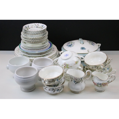 88 - Collection of Royal Albert 'Brigadoon' tableware to include two large plates, one lidded serving tur... 