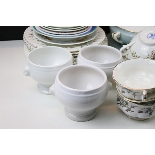 88 - Collection of Royal Albert 'Brigadoon' tableware to include two large plates, one lidded serving tur... 