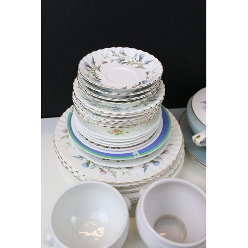 88 - Collection of Royal Albert 'Brigadoon' tableware to include two large plates, one lidded serving tur... 