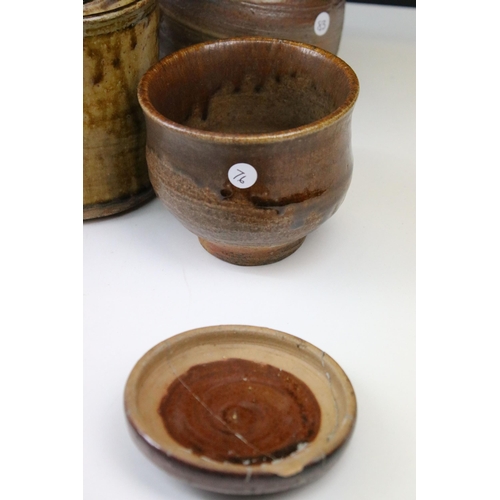 94 - Collection of stoneware ceramics including a small stoneware dish by Hajeong Lee Rogers, wood fired ... 