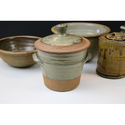 94 - Collection of stoneware ceramics including a small stoneware dish by Hajeong Lee Rogers, wood fired ... 