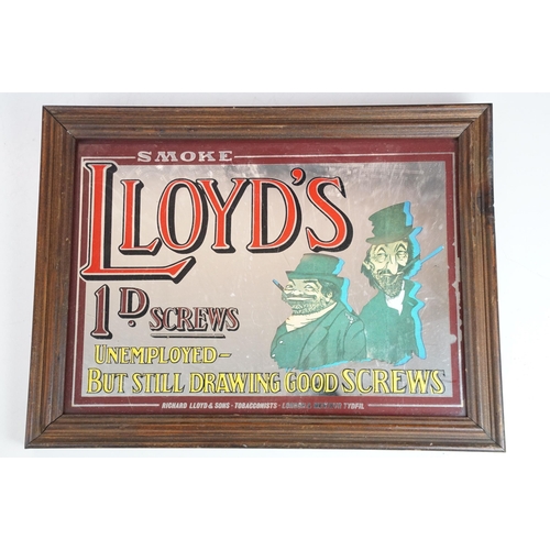 142 - Two reproduction advertising mirrors to include Genuine imported tea and Lloyd 1D screws, together w... 