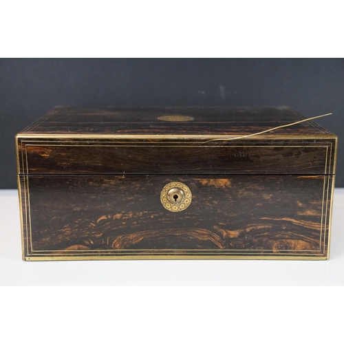 147 - Two 19th Century coromandel wood writing boxes to include a mother of pearl inlaid box with fold fro... 