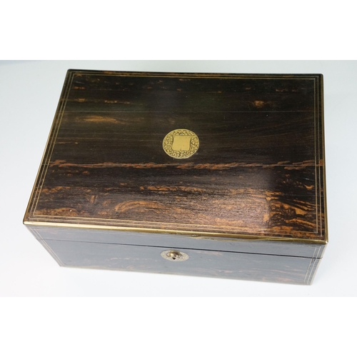 147 - Two 19th Century coromandel wood writing boxes to include a mother of pearl inlaid box with fold fro... 