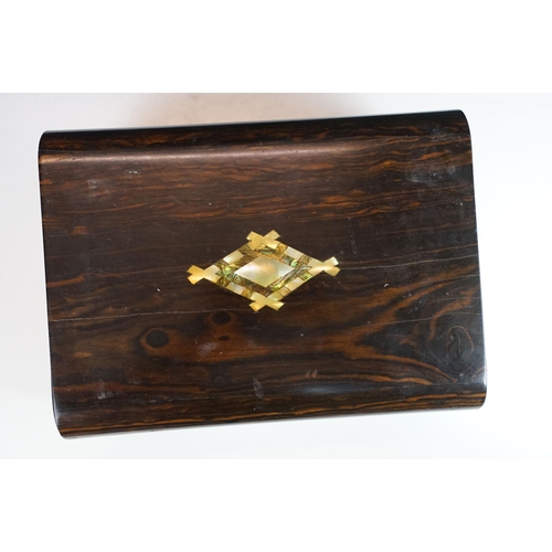 147 - Two 19th Century coromandel wood writing boxes to include a mother of pearl inlaid box with fold fro... 