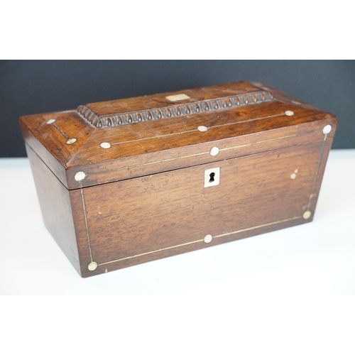 148 - Collection of 19th and early 20th Century wooden boxes to include a rosewood sarcophagus box inlaid ... 