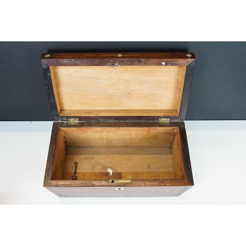 148 - Collection of 19th and early 20th Century wooden boxes to include a rosewood sarcophagus box inlaid ... 