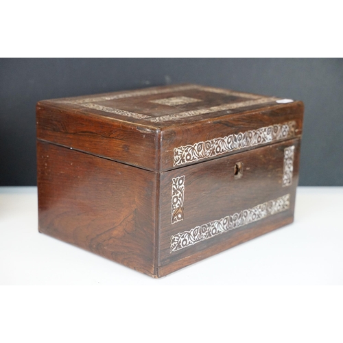 148 - Collection of 19th and early 20th Century wooden boxes to include a rosewood sarcophagus box inlaid ... 