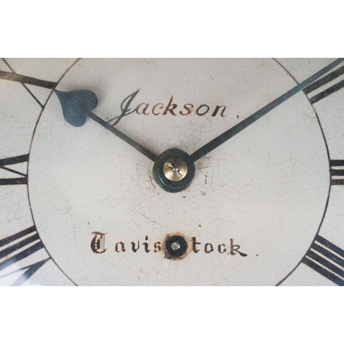 153 - 19th Century drop dial fusee movement wall clock having a mahogany case with white enamelled dial wi... 