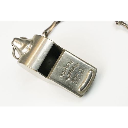 190 - A collection of seven vintage whistles to include the Acme Thunderer and the Metropolitan examples.