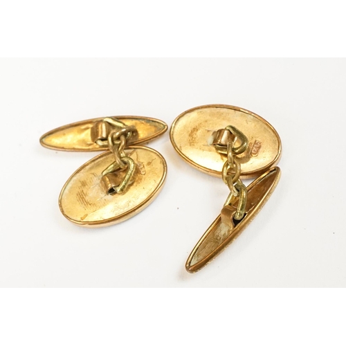 195 - Pair of vintage gilt metal cufflinks with horse head decoration