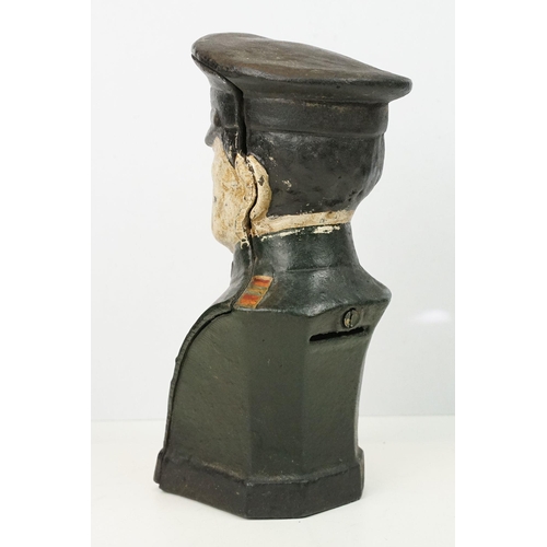 204 - A vintage cast iron 'General Pershing' moneybox, 20cm high.