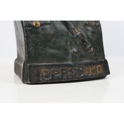 204 - A vintage cast iron 'General Pershing' moneybox, 20cm high.