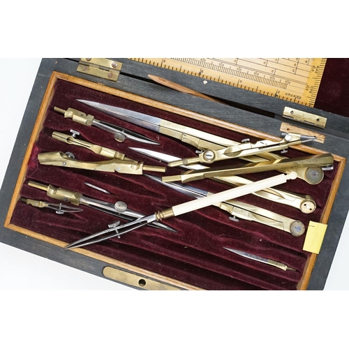 206 - A collection of cased technical draughtsmen / engineer tools to include two Benson Veriniers.