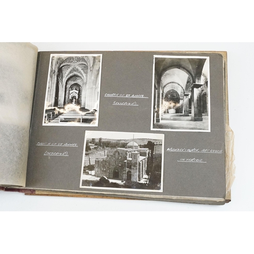 212 - A mid 20th century Israel olive wood photograph album with depiction of the Citadel in Jerusalem to ... 