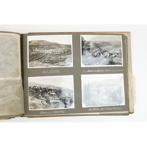 212 - A mid 20th century Israel olive wood photograph album with depiction of the Citadel in Jerusalem to ... 