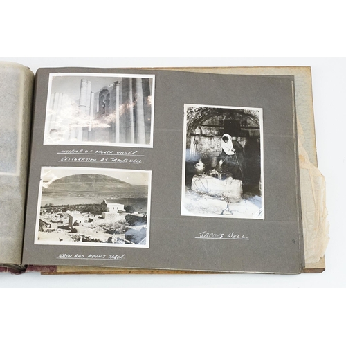 212 - A mid 20th century Israel olive wood photograph album with depiction of the Citadel in Jerusalem to ... 