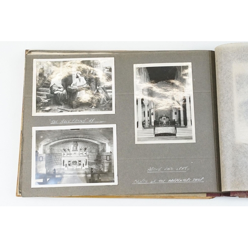 212 - A mid 20th century Israel olive wood photograph album with depiction of the Citadel in Jerusalem to ... 