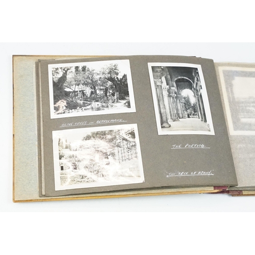 212 - A mid 20th century Israel olive wood photograph album with depiction of the Citadel in Jerusalem to ... 