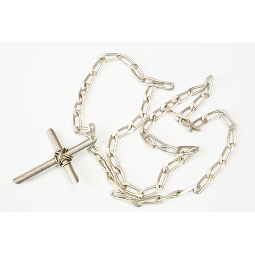 221 - A small collection of jewellery to include a fully hallmarked sterling silver cross on white metal c... 