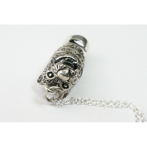 225A - Silver dog's head whistle on silver chain