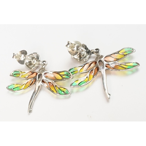 230 - Pair of silver and plique-a-jour earrings