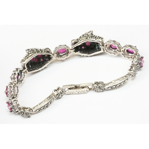 237 - Panther headed ruby set bracelet in the designer style