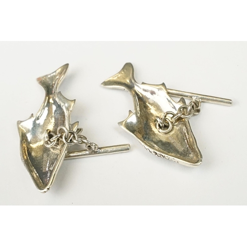 239 - Pair of silver fish cufflinks