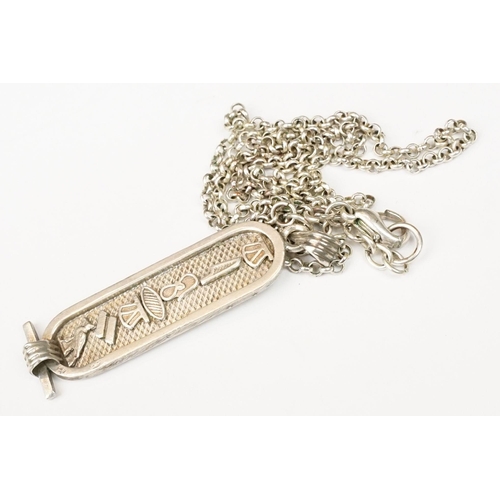 241 - A collection of sterling silver necklaces and pendants together with a hallmarked silver fob medal a... 