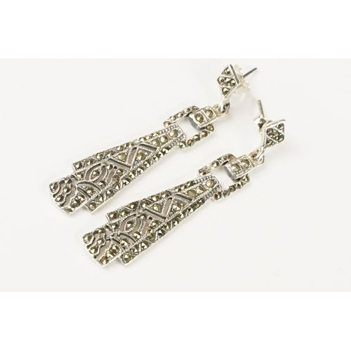 242 - Pair of silver and marcasite Art Dco style earrings