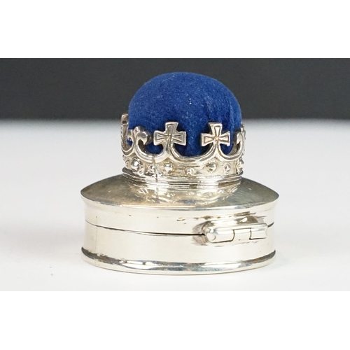 243 - Silver Royal crown pin cushion