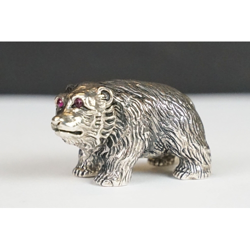 245 - Well cast silver grizzly bear figure