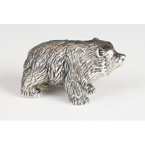 245 - Well cast silver grizzly bear figure