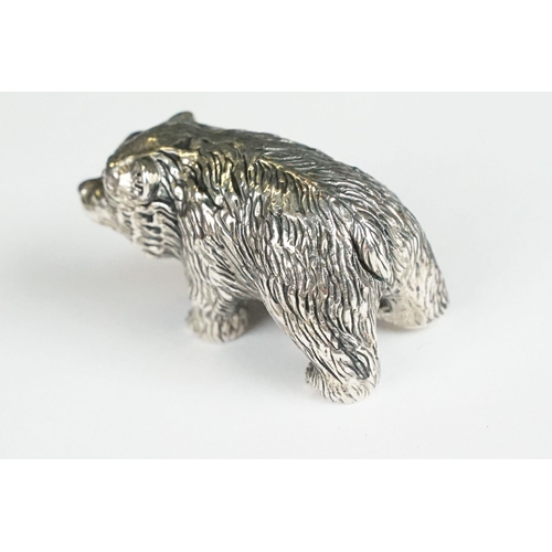 245 - Well cast silver grizzly bear figure