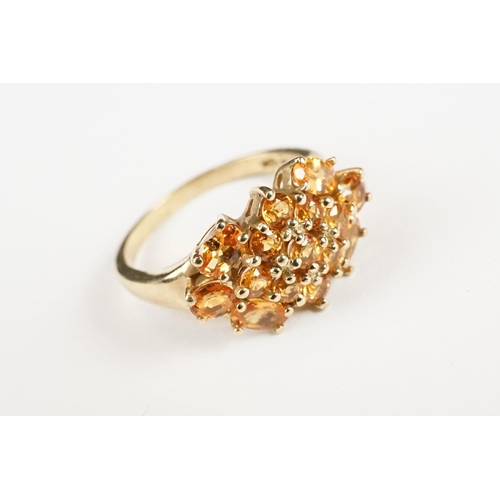 255 - 14ct yellow gold pink sapphire and citrine dress ring