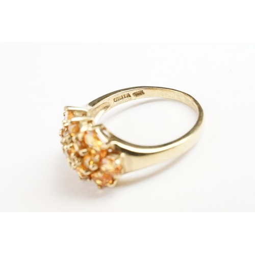 255 - 14ct yellow gold pink sapphire and citrine dress ring