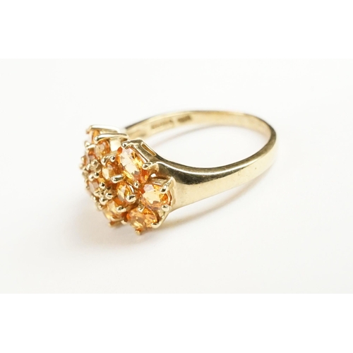 255 - 14ct yellow gold pink sapphire and citrine dress ring