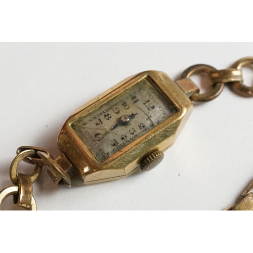 255A - Two early 20th century ladies 9ct gold cased wristwatches