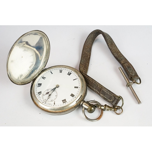 260 - A fully hallmarked sterling silver full hunter pocket watch, white enamel dial with sub second hand ... 