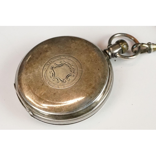 260 - A fully hallmarked sterling silver full hunter pocket watch, white enamel dial with sub second hand ... 