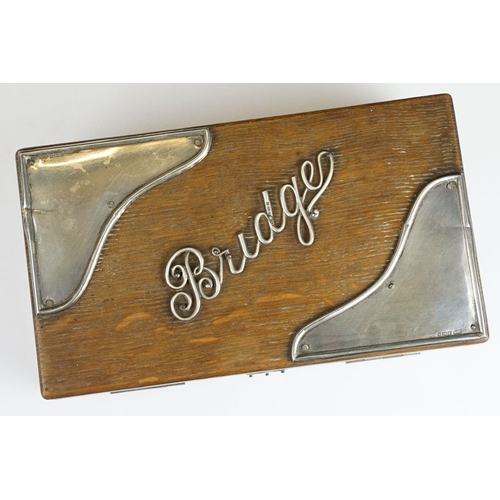 261 - A mid 20th century hallmarked sterling silver mounted wooden Bridge box.