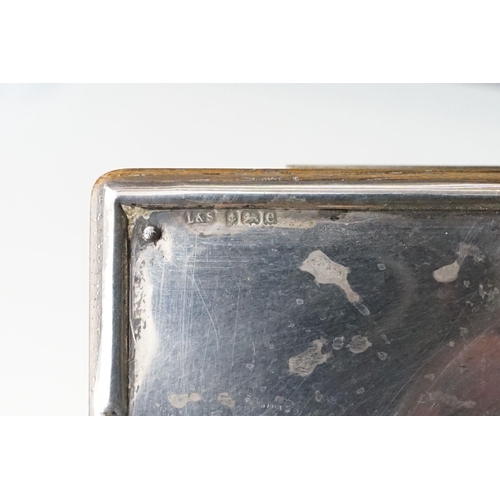 261 - A mid 20th century hallmarked sterling silver mounted wooden Bridge box.