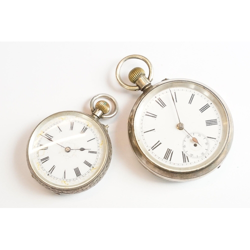 262A - A hallmarked silver cased pocket watch with white enamel dial and sub second hand to 6 o'clock toget... 