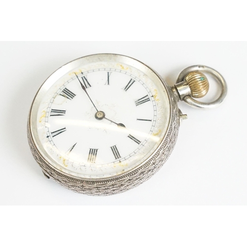 262A - A hallmarked silver cased pocket watch with white enamel dial and sub second hand to 6 o'clock toget... 