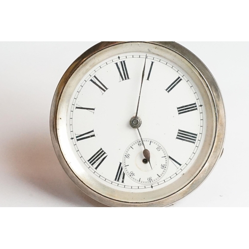 262A - A hallmarked silver cased pocket watch with white enamel dial and sub second hand to 6 o'clock toget... 