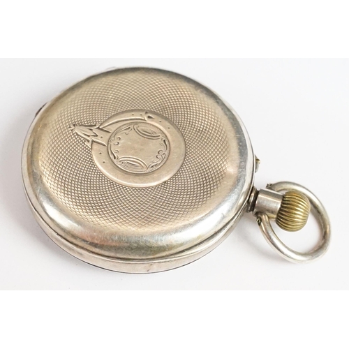 262A - A hallmarked silver cased pocket watch with white enamel dial and sub second hand to 6 o'clock toget... 