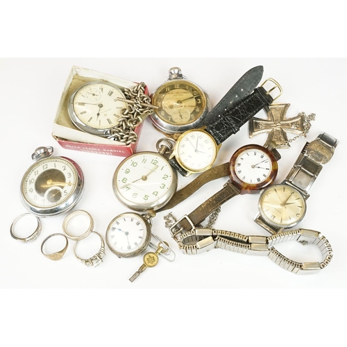 265 - A collection of watches and pocket watches to include a world war one era trench watch.