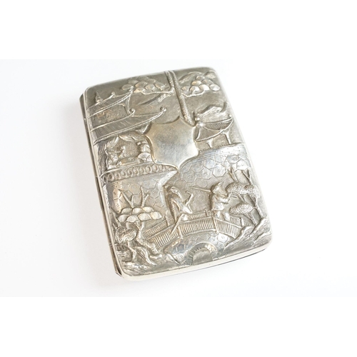 266 - Silver - Circa 1900 Chinese export silver cigarette case, with marks for Luen Wo of Shanghai, the ch... 