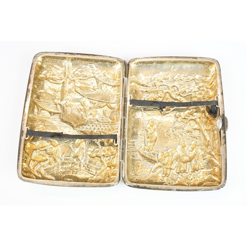 266 - Silver - Circa 1900 Chinese export silver cigarette case, with marks for Luen Wo of Shanghai, the ch... 