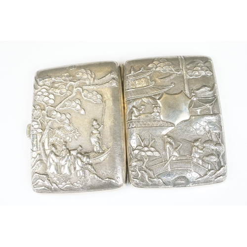 266 - Silver - Circa 1900 Chinese export silver cigarette case, with marks for Luen Wo of Shanghai, the ch... 